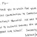 thank you notes day spa donations